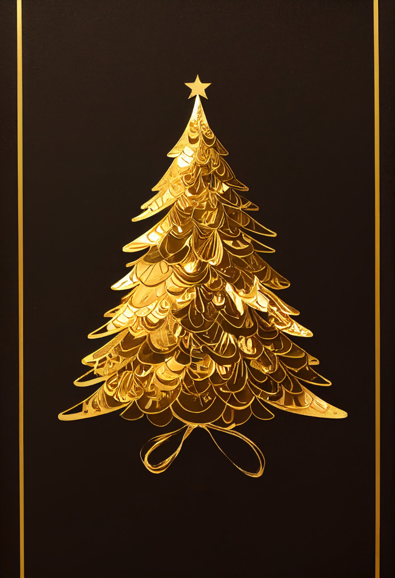 Gold Christmas Tree Greeting Card Background Image