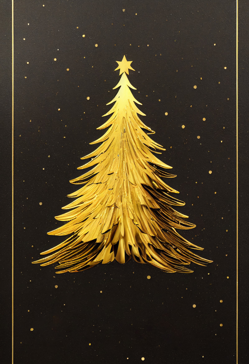 Gold Christmas Tree Greeting Card Background