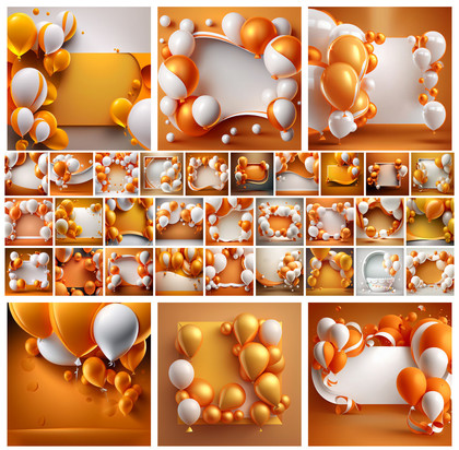 Unique Orange and White Birthday Card Backgrounds