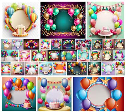 Kaleidoscope of Colors: Happy Birthday Card Background Images