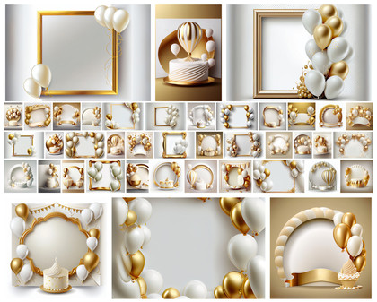 Elegance in Every Wish: 41 White and Gold Birthday Card Backgrounds