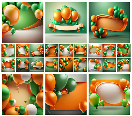 Color Burst: Orange & Green Birthday Card Backgrounds
