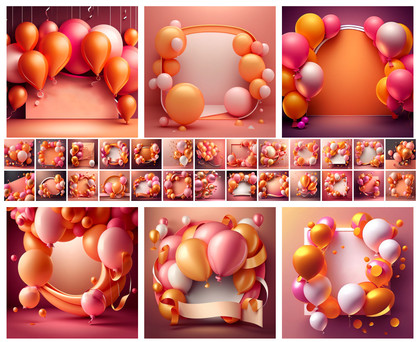 A Vivid Palette: Pink and Orange Birthday Card Backgrounds
