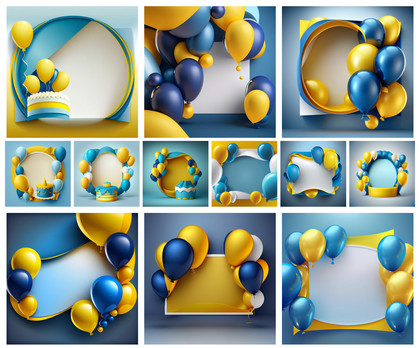 A Delightful Fusion: Blue and Yellow Birthday Card Designs