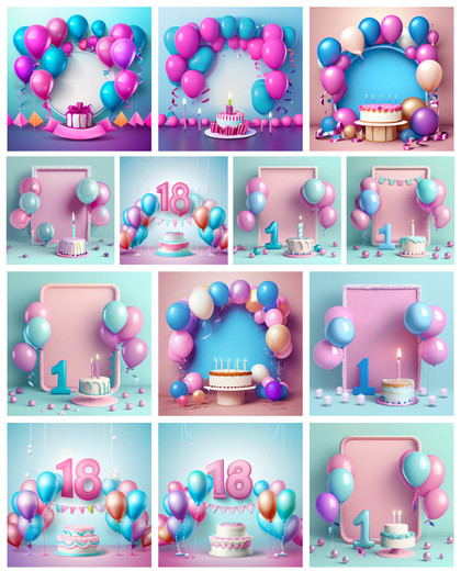 Pink and Blue Fusion: The Ultimate Birthday Card Background Collection