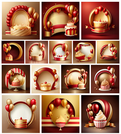 Red and Gold Elegance: A Birthday Card Background Collection