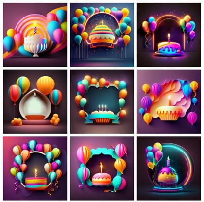 Neon Nights: Illuminate Birthdays with Vibrant Backgrounds