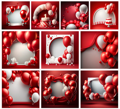 Elegance in Simplicity: Red and White Birthday Card Backgrounds