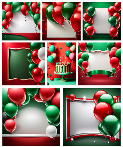 Festive Fusion: Red and Green Birthday Card Backgrounds