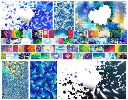 Palette of Affection: Blue and Beige Heart Backgrounds