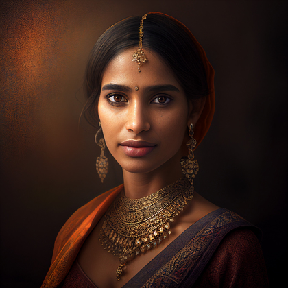 Beautiful Indian Woman Portrait Illustration