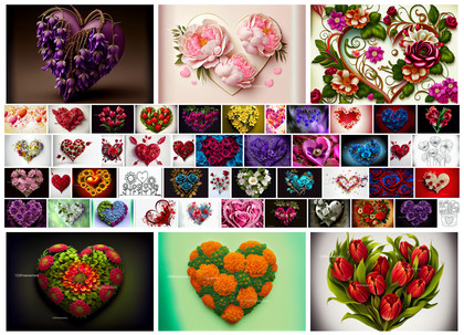 Nature’s Symphony: 50 Heart-Flower Designs of Passion