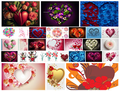 Love’s Artistry: Floral Hearts in Vivid Strokes