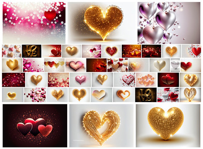 Golden Expressions: 3D Hearts & Glittering Love Words