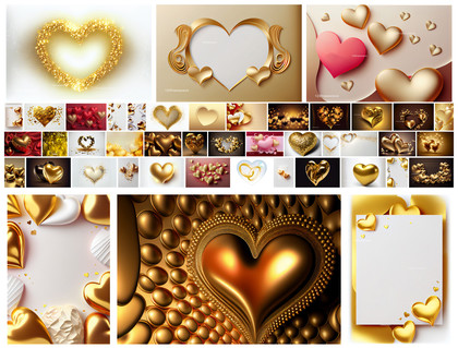 Golden Embrace: Heart Designs in Gilded Tones