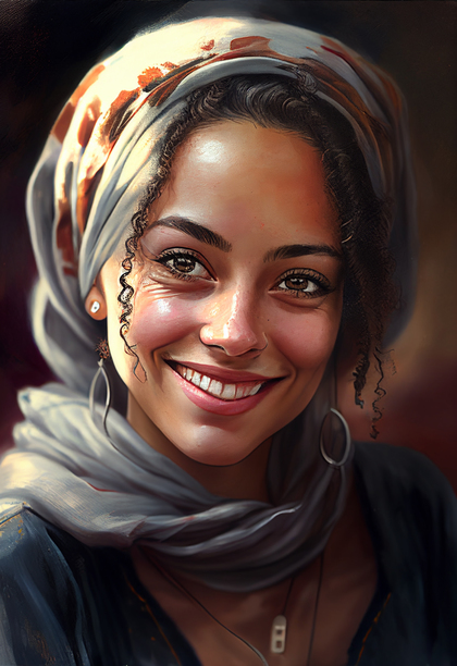 Beautiful Smiling Young Woman Illustration