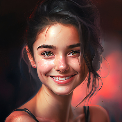 Beautiful Young Smiling Girl Illustration