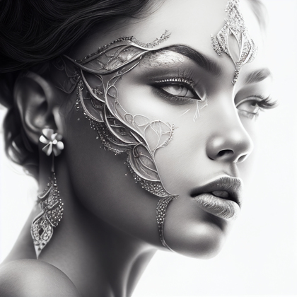 Woman Face in Jewellery Illustration