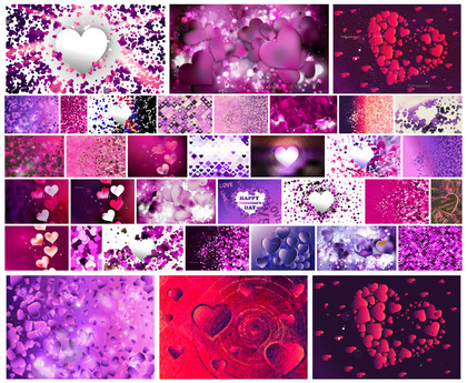 35 Purple Grunge and Vector Heart Designs