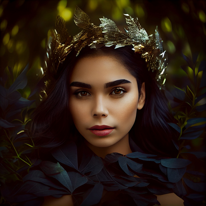 Woman Wearing Leaves Crown