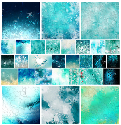 Dive into the Depths of Design: 29 Turquoise Heart Vector Backgrounds