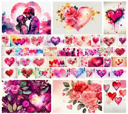 A Colorful Heart Collection: Watercolor Designs for Valentines