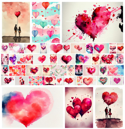 Express Your Love in Watercolors: 47 Valentine Heart & Couple Backgrounds