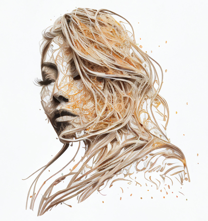 Woman Face Covered with Noodles Illustration