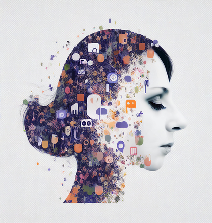 Woman with Social Media Icons Image