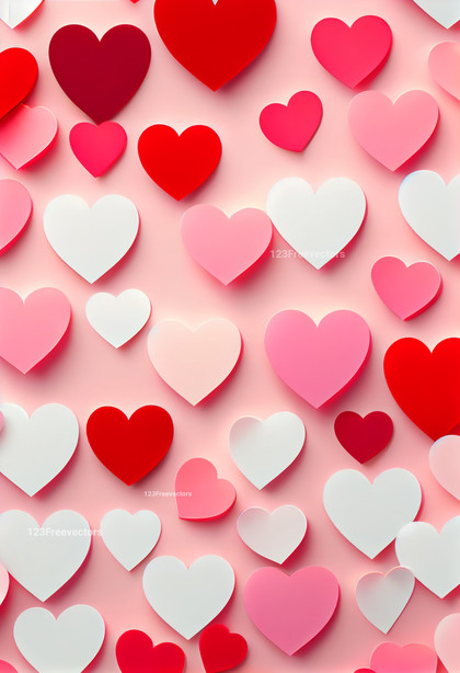 Pink Red and White Heart Stencil Background
