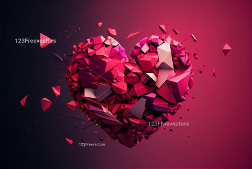 Exploding Polygonal Heart Valentines Background