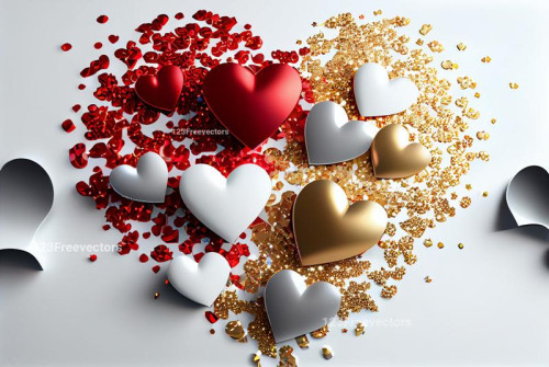 Valentines Day Glittering White Background