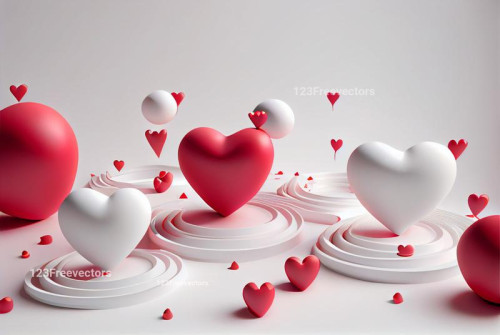 3D Valentines Day Greetings White Background