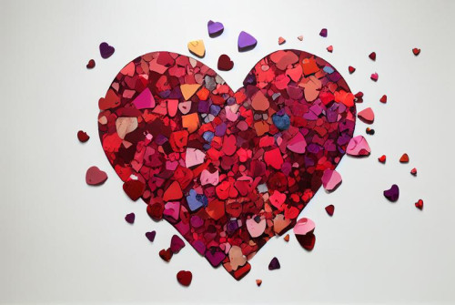 Color Stones Exploded Heart Shape White Background