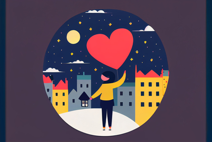 Heart Shape for Valentine Day Card Flat Illustration