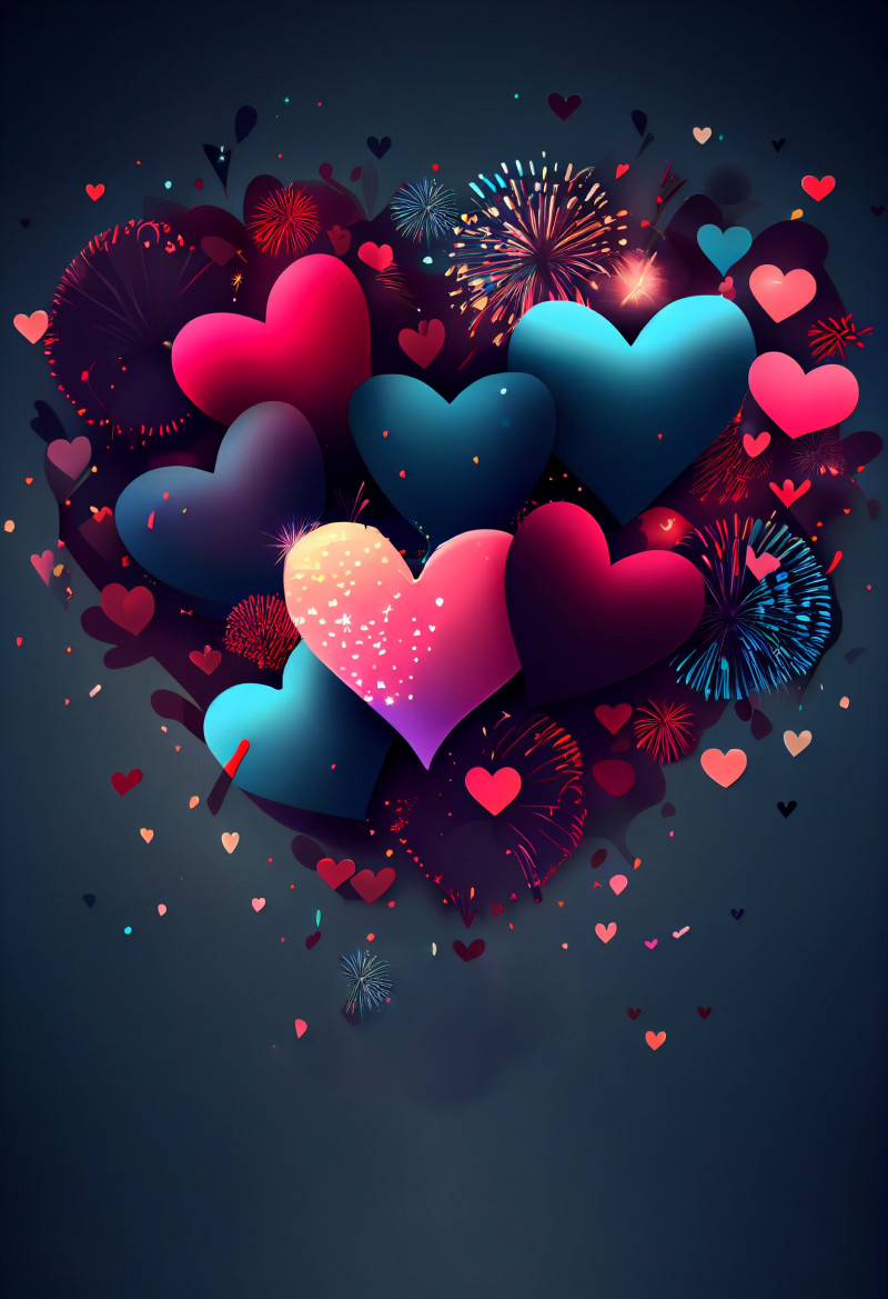 Valentines Day Holiday Background Greeting Card with Hearts
