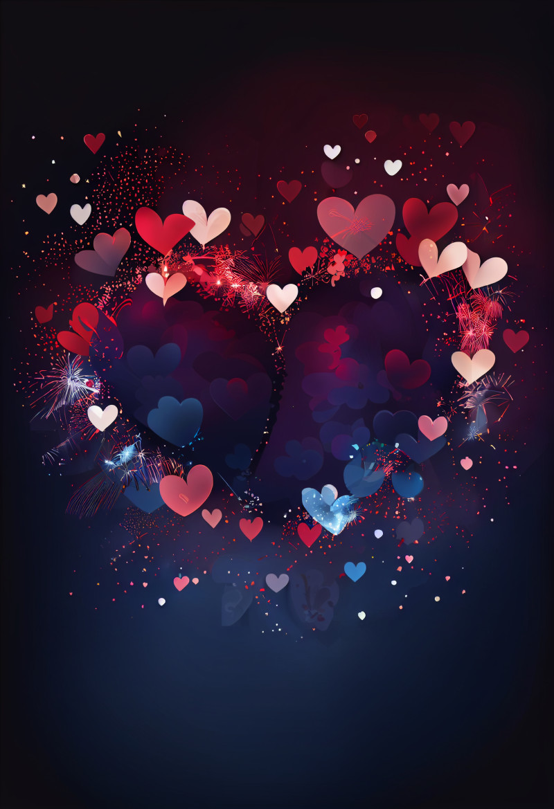Valentines Day Holiday Greeting Card Background with Hearts