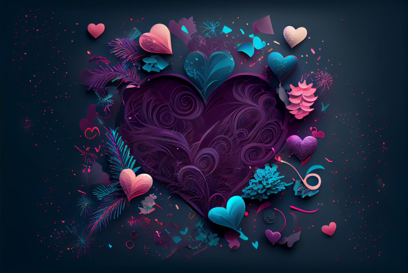 Valentines Day Holiday Background Greeting Card with Hearts