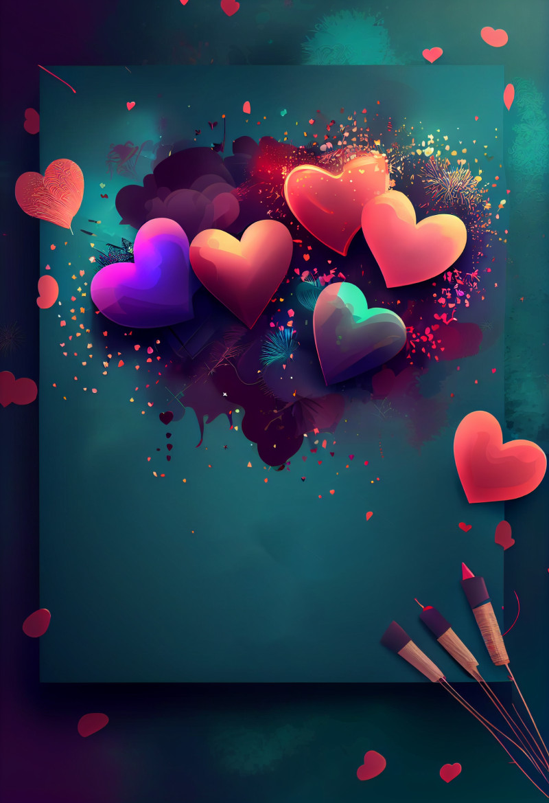 Valentines Day Holiday Background Greeting Card with Hearts