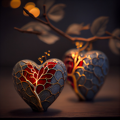 Valentines Day Pair of Porcelain Hearts