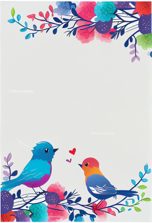 Crayon Color Cute Birds Valentines Day Greetings Background