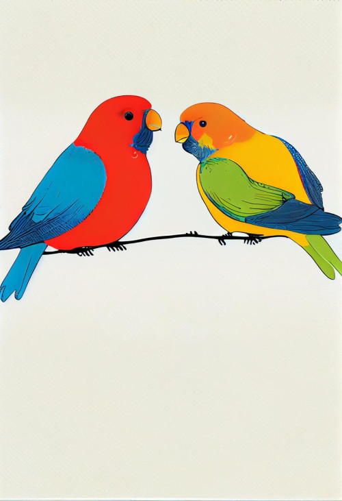 Crayon Color Cute Birds Valentines Day Greetings Background