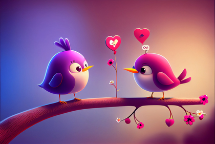 Cute Birds Valentines Day Greetings