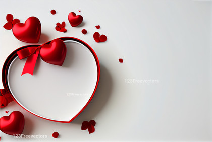 Valentines Day Greetings White Background with Red Hearts