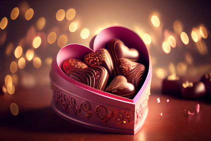 Heart Shaped Box of Chocolates for Valentines Day Background