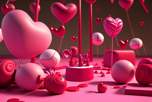 3D Valentines Day Heart Background