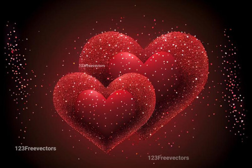 Red Glitter Hearts Valentine Day Background