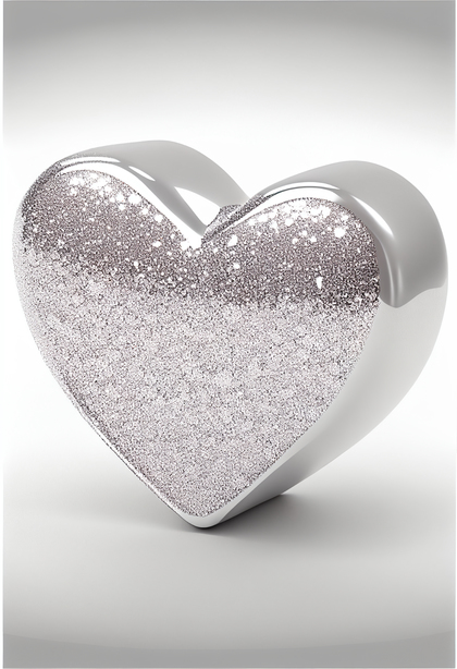 3D Heart Glitter White Background with Copy Space