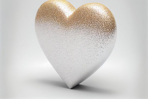 3D Heart Glitter White Background with Copy Space