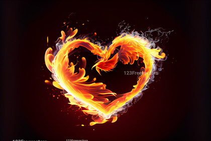 Love Heart Fire Flames Background